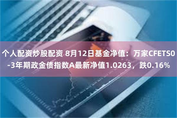 个人配资炒股配资 8月12日基金净值：万家CFETS0-3年期政金债指数A最新净值1.0263，跌0.16%