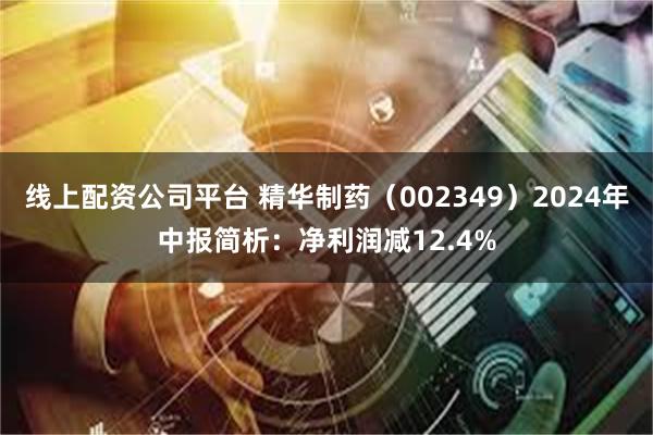 线上配资公司平台 精华制药（002349）2024年中报简析：净利润减12.4%