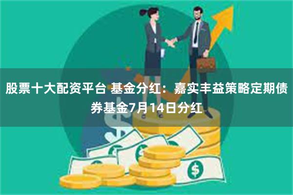 股票十大配资平台 基金分红：嘉实丰益策略定期债券基金7月14日分红